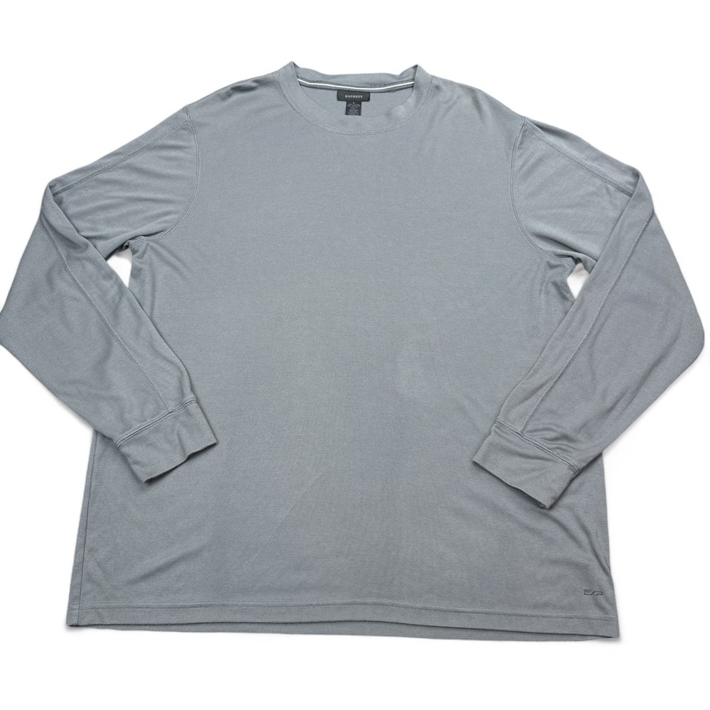 Express T Shirt Mens Size XL Gray Long Sleeve Athletic‎ Crew Neck Stretch